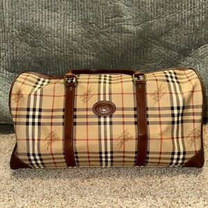 Vintage Burberry Duffle Bag Coated Canvas and Leather